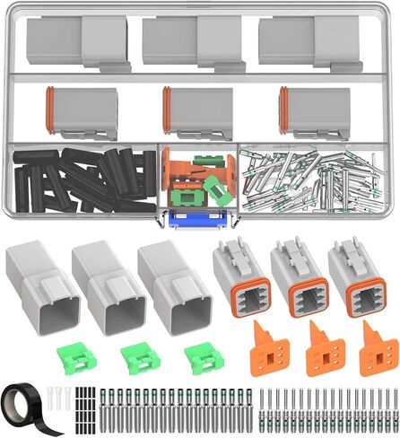 Deutsch DT Connector 8 Pin Kit Gray Waterproof Automotive Electrical Connectors with Solid Terminals and Sealing Plugs for Car Truck Motorcycle Marine Wiring 14–20 AWG，3 Sets in Saudi Arabia