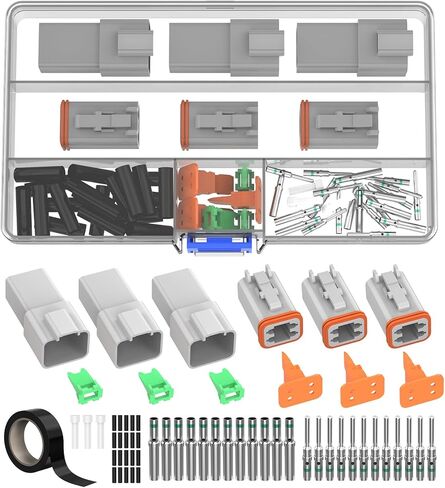 Deutsch DT Connector 8 Pin Kit Gray Waterproof Automotive Electrical Connectors with Solid Terminals and Sealing Plugs for Car Truck Motorcycle Marine Wiring 14–20 AWG，3 Sets in Saudi Arabia