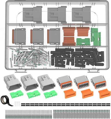 Deutsch DT Connector 8 Pin Kit Gray Waterproof Automotive Electrical Connectors with Solid Terminals and Sealing Plugs for Car Truck Motorcycle Marine Wiring 14–20 AWG，3 Sets in Saudi Arabia