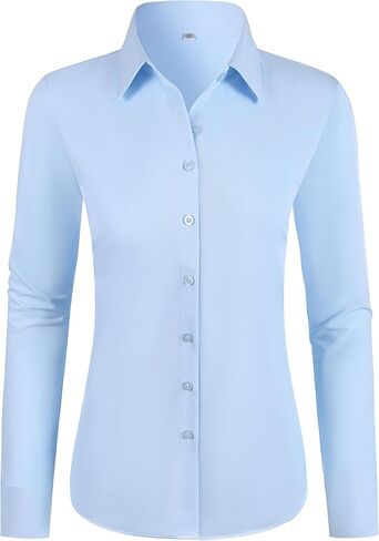 Button Down Shirts for Women Long Sleeve Blouse Regular Fit Work Office Tops Business Casual Attire in Saudi Arabia