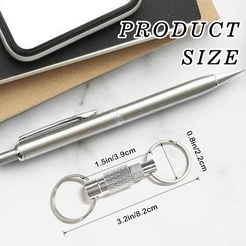 Quick Release Keychain for Men 2 Pack Detachable Key Ring with Secure Lock 360° Swivel,Pull Apart Keychain Includes 2 Split Rings,Aluminum Alloy Car Key Holder for Purse,Bag,Belt Loop (Black,Silver) in Kuwait