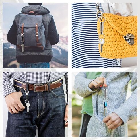 Quick Release Keychain for Men 2 Pack Detachable Key Ring with Secure Lock 360° Swivel,Pull Apart Keychain Includes 2 Split Rings,Aluminum Alloy Car Key Holder for Purse,Bag,Belt Loop (Black,Silver) in Kuwait