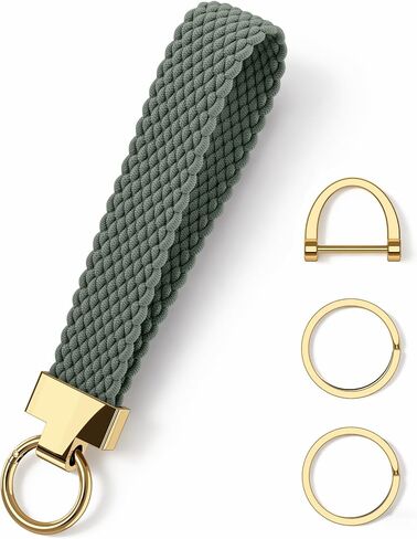 Meliya Keychain Wristlet, Stretchy Key Chain for Car Keys with 2 Keyrings&D-ring, Cute Braided Wrist Bracelet for Women Men in Saudi Arabia