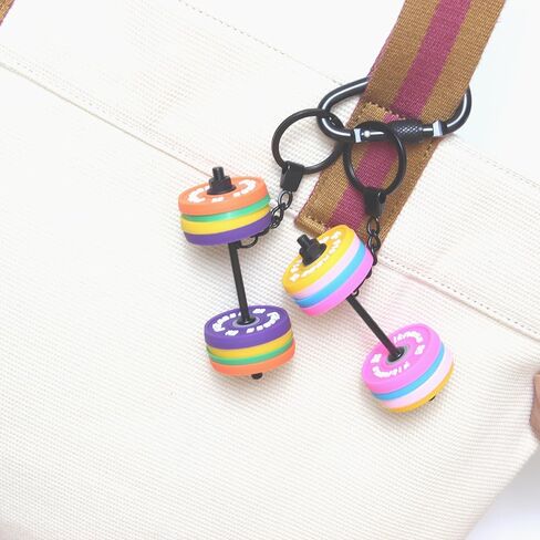 2 Sets Barbell Keychain Kit, 16 Silicone Weight Plates in 7 Colors with Metal Bars, DIY Fitness Dumbbell Keyrings for Gym Bags, Keys & Backpacks in Saudi Arabia