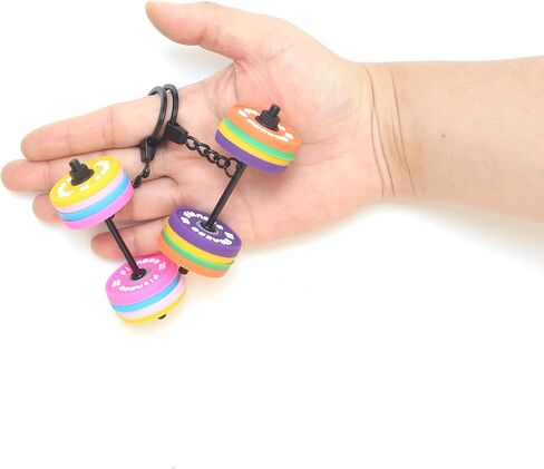 2 Sets Barbell Keychain Kit, 16 Silicone Weight Plates in 7 Colors with Metal Bars, DIY Fitness Dumbbell Keyrings for Gym Bags, Keys & Backpacks in Saudi Arabia