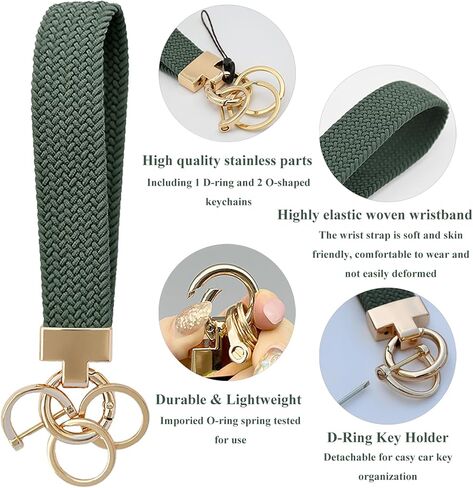 Delphinus Keychain Wristlet, Stretchy Wristlet Keychain, Stretchy Key Chain for Car Keys with 2 Keyrings and D ring Cute Wrist Lanyard for Women Men 6.69 × 0.9 Inch in Kuwait