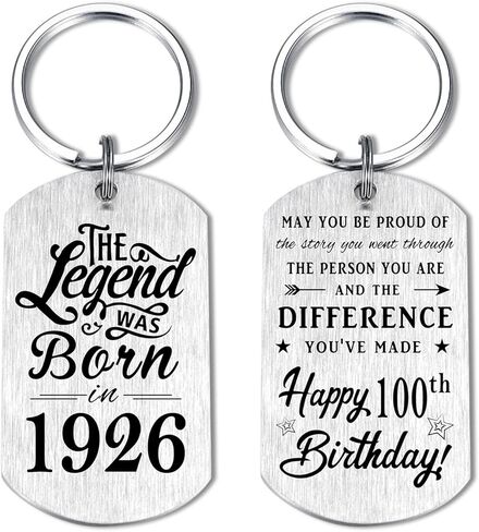 Yobent 100th Birthday Gifts for Men 1926, Happy 100th Birthday Keyring, 100 Year Old Birthday Gift for Man Male, The Legend was Born in 1926 in Saudi Arabia