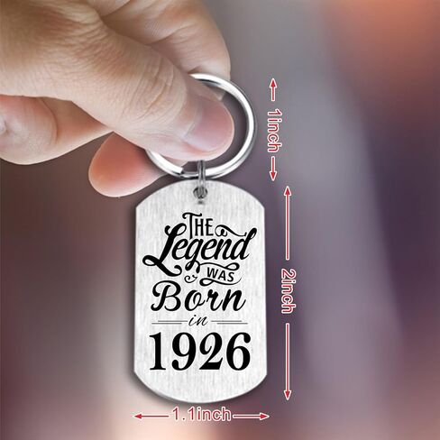 Yobent 100th Birthday Gifts for Men 1926, Happy 100th Birthday Keyring, 100 Year Old Birthday Gift for Man Male, The Legend was Born in 1926 in Saudi Arabia