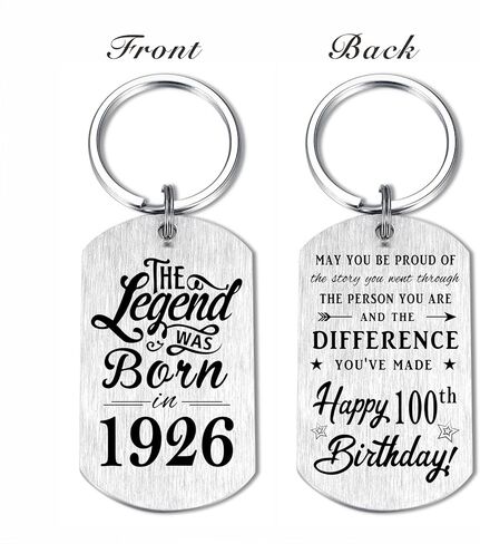 Yobent 100th Birthday Gifts for Men 1926, Happy 100th Birthday Keyring, 100 Year Old Birthday Gift for Man Male, The Legend was Born in 1926 in Saudi Arabia