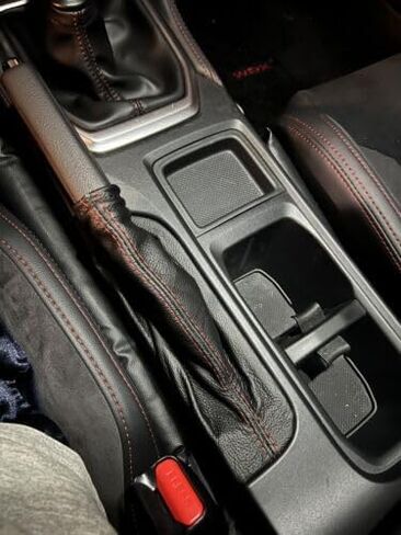 Compatible With Subaru Impreza Crosstrek 2017 2018 2019 2020 2021 2022 2023 Red Stitch Genuine Leather Parking Handbrake Boot Cover (Made In USA) in Saudi Arabia
