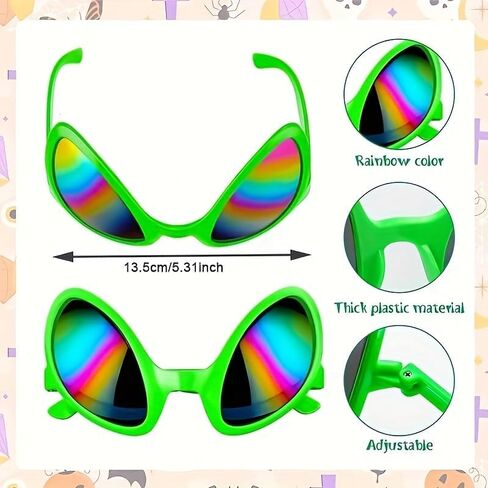 2 Pcs Alien Costume Set for Adults Glitter Antenna Headband & Rainbow Lens Glasses, Halloween Space Party Accessories for Men and Women in Saudi Arabia