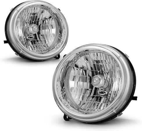 Headlights Assembly for 2002 2003 2004 Liberty Compatible with 02 03 04 Liberty Halogen Headlight Chrome housing Replacement Driver and Passenger Side in Kuwait