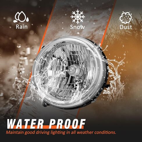 Headlights Assembly for 2002 2003 2004 Liberty Compatible with 02 03 04 Liberty Halogen Headlight Chrome housing Replacement Driver and Passenger Side in Kuwait