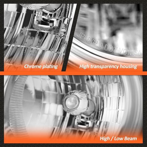 Headlights Assembly for 2002 2003 2004 Liberty Compatible with 02 03 04 Liberty Halogen Headlight Chrome housing Replacement Driver and Passenger Side in Kuwait