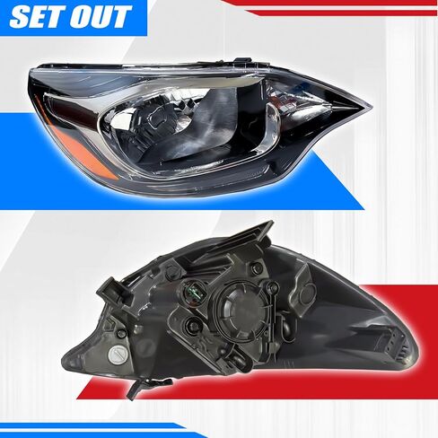 Headlight Assembly Compatible with 2012-2017 Kia Rio w/Bulbs Halogen Headlamp (Left and Right) in Saudi Arabia