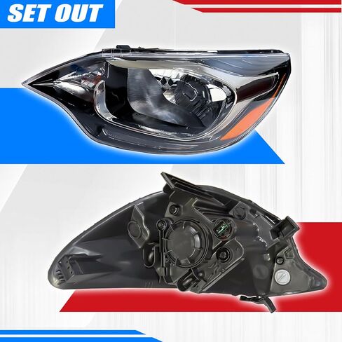 Headlight Assembly Compatible with 2012-2017 Kia Rio w/Bulbs Halogen Headlamp (Left and Right) in Saudi Arabia