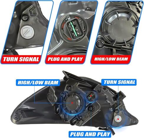 Headlight Assembly Compatible with 2012-2017 Kia Rio w/Bulbs Halogen Headlamp (Left and Right) in Saudi Arabia