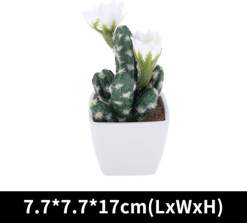 1 Pcs Artificial Plants Multi-Head Cactus Artificial Potted Plant Plastic White 7.7x7.7x17cm in Saudi Arabia