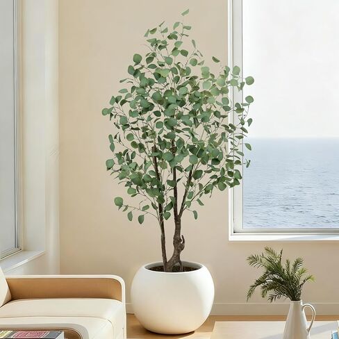 شجرة الأوكالبتوس الاصطناعية بطول 5 أقدام، نبات صناعي كبير وأشجار حرير وهمية مع وعاء للمنزل والمكتب وغرفة المعيشة وغرفة النوم والديكور الداخلي والخارجي (طوله 5 أقدام) in Kuwait