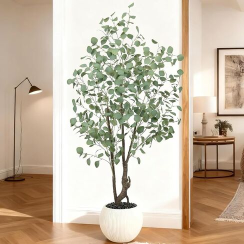 شجرة الأوكالبتوس الاصطناعية بطول 5 أقدام، نبات صناعي كبير وأشجار حرير وهمية مع وعاء للمنزل والمكتب وغرفة المعيشة وغرفة النوم والديكور الداخلي والخارجي (طوله 5 أقدام) in Kuwait