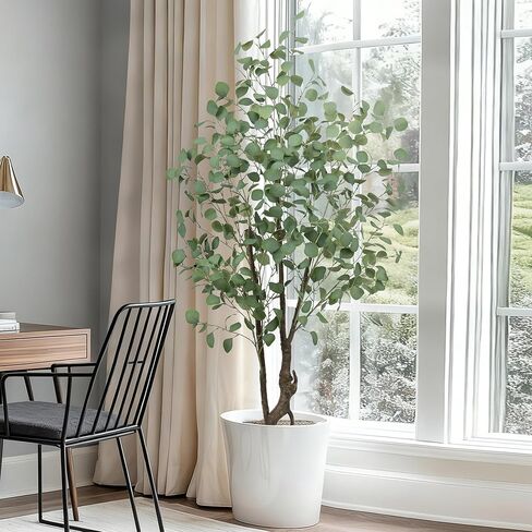 شجرة الأوكالبتوس الاصطناعية بطول 5 أقدام، نبات صناعي كبير وأشجار حرير وهمية مع وعاء للمنزل والمكتب وغرفة المعيشة وغرفة النوم والديكور الداخلي والخارجي (طوله 5 أقدام) in Kuwait