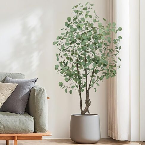 شجرة الأوكالبتوس الاصطناعية بطول 5 أقدام، نبات صناعي كبير وأشجار حرير وهمية مع وعاء للمنزل والمكتب وغرفة المعيشة وغرفة النوم والديكور الداخلي والخارجي (طوله 5 أقدام) in Kuwait