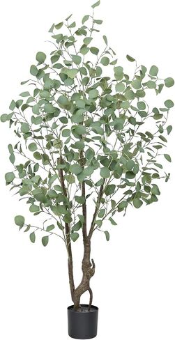 شجرة الأوكالبتوس الاصطناعية بطول 5 أقدام، نبات صناعي كبير وأشجار حرير وهمية مع وعاء للمنزل والمكتب وغرفة المعيشة وغرفة النوم والديكور الداخلي والخارجي (طوله 5 أقدام) in Kuwait