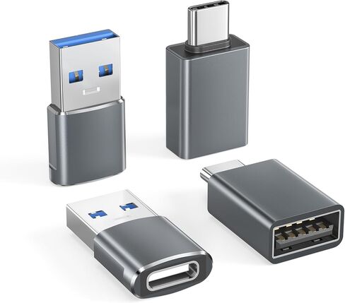 Basesailor USB to USB C Adapter with C Male to 3.0 Female Charger 4Pack,iPhone 16 15 Pro Max Charger,Thunderbolt 4 OTG Converter for MacBook,iPhone 14 13,Apple Watch 10 9 8,S24 S23 22,iPad Air,AirPods in Kuwait