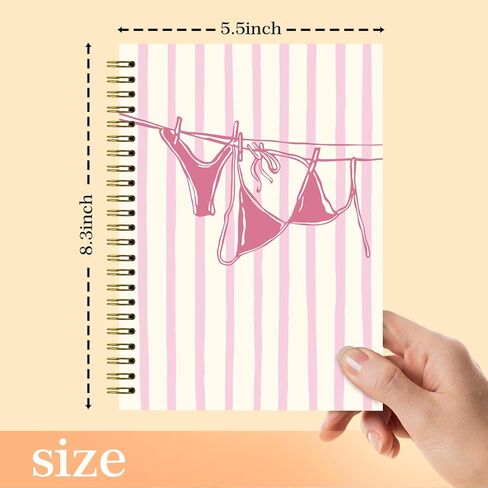 NaZaUK Beachy Bikini Aesthetic Spiral Notebook Journal, Preppy Cute Notebook for Women, Preppy Notebooks for School, Trendy Hardcover Spiral Notebooks, 5.5x8.3 Inch in Saudi Arabia