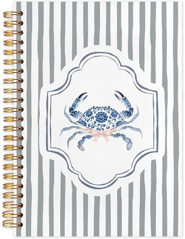 WUCHJ Navy Blue Coastal Beach Notebook, Preppy Beach Lobster Journal, Blue Striped Nautical Coastal Notebook Journal for Note Taking, Gifts for Beach Lovers, 5.5x8.3 Inch in Saudi Arabia