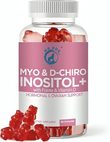 علكات Myo & D-Chiro Inositol مع حمض الفوليك وفيتامين D - دعم الهرمونات والمبيض، نسبة 40:1، تخفيف متلازمة تكيس المبايض، 60 علكة in Kuwait