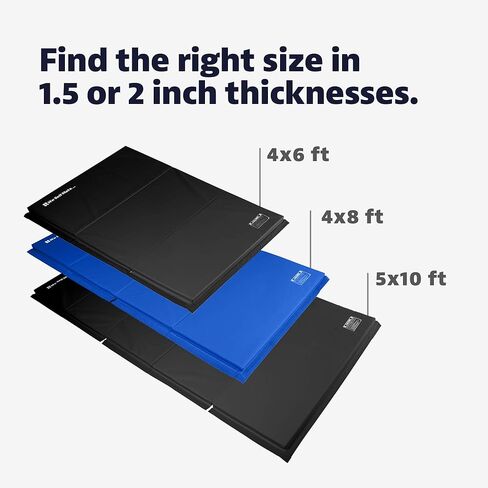 We Sell Mats 5 ft x 10 ft Gymnastics Mat, Folding Tumbling Mat for Exercise, Yoga, Martial Arts, Portable with Hook & Loop Fasteners in Kuwait