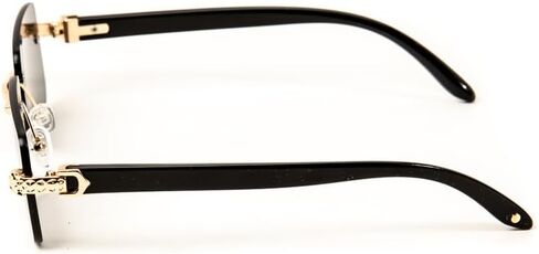 Street Knitted Luxury Gold Frame Unisex Rectangular Rimless Dark Black Tint Lens Retro 90's Stylish Leopard Head Hip Hop Sun Glasses Frameless Square Buffs Summer Shades Sunglasses For Men And Women in Saudi Arabia
