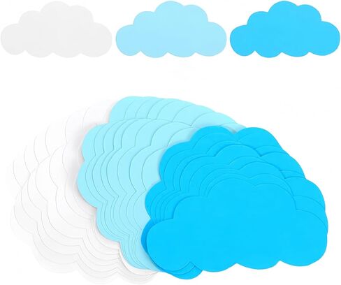 Cloud Wall Decals & Cutouts - Cloud Decor for Nursery, Home, Classroom & Party - 120Pcs Blue and White Clouds, Thick Cardstock, Easy Peel and Stick, Removable Decorations in Saudi Arabia