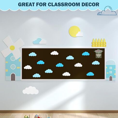Cloud Wall Decals & Cutouts - Cloud Decor for Nursery, Home, Classroom & Party - 120Pcs Blue and White Clouds, Thick Cardstock, Easy Peel and Stick, Removable Decorations in Saudi Arabia