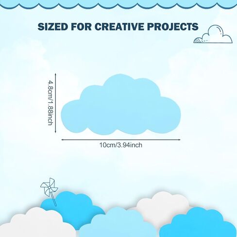 Cloud Wall Decals & Cutouts - Cloud Decor for Nursery, Home, Classroom & Party - 120Pcs Blue and White Clouds, Thick Cardstock, Easy Peel and Stick, Removable Decorations in Saudi Arabia