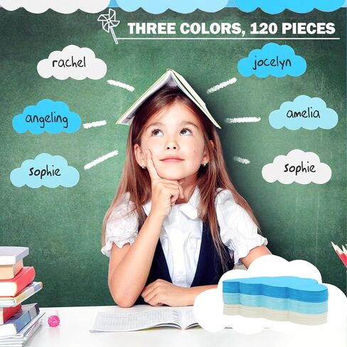 Cloud Wall Decals & Cutouts - Cloud Decor for Nursery, Home, Classroom & Party - 120Pcs Blue and White Clouds, Thick Cardstock, Easy Peel and Stick, Removable Decorations in Saudi Arabia