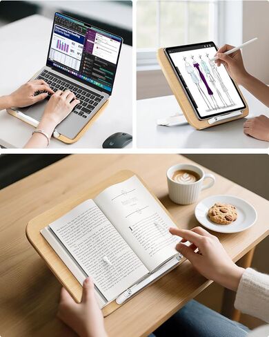Adjustable Book Stand for Reading, 13 Height Levels Book Holder, Hands-Free Desktop Book Stand with Page Clips, Foldable Book Stand for Textbooks, Cookbooks, Tablets & Study in Kuwait