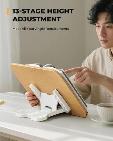 Adjustable Book Stand for Reading, 13 Height Levels Book Holder, Hands-Free Desktop Book Stand with Page Clips, Foldable Book Stand for Textbooks, Cookbooks, Tablets & Study in Kuwait