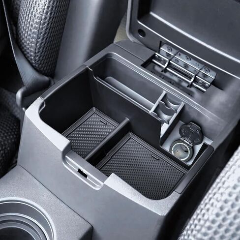 Center Console Organizer Compatible with 2005-2021 Nissan Frontier Interior Accessories Middle Armrest Storage Box Insert Compartment Tray Hidden Storage Space with Rubber Mats, Black in Saudi Arabia