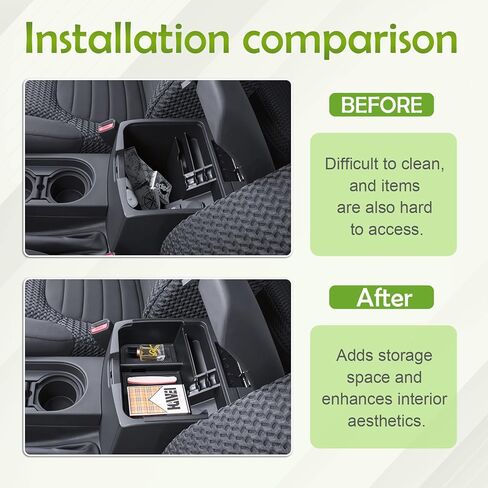 Center Console Organizer Compatible with 2005-2021 Nissan Frontier Interior Accessories Middle Armrest Storage Box Insert Compartment Tray Hidden Storage Space with Rubber Mats, Black in Saudi Arabia