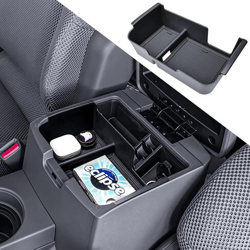 Center Console Organizer Compatible with 2005-2021 Nissan Frontier Interior Accessories Middle Armrest Storage Box Insert Compartment Tray Hidden Storage Space with Rubber Mats, Black in Saudi Arabia