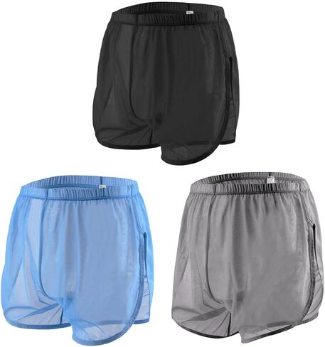 Mens See Through Boxers Ice Silk Sheer Underwear Sexy Mesh Transparent Shorts in Saudi Arabia