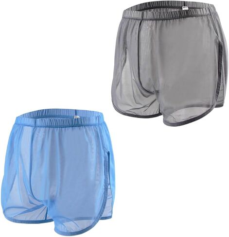 Mens See Through Boxers Ice Silk Sheer Underwear Sexy Mesh Transparent Shorts in Saudi Arabia