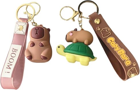 2 Pcs Capybara Cute Keychains, Cute Capybara Statue Figurine Key Chains for Graduation Gifts Exchange Birthday Party in Kuwait