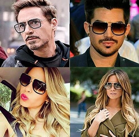 GALAXYLENSE Tony Stark Peter Parker Edith Retro Vintage Squared Glasses - Iron Men Spider Men Sunglasses - 3 Color Lens in Saudi Arabia