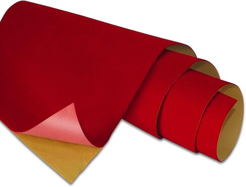 أوراق لباد لاصقة من القماش المخملي ذاتي اللصق باللون الأحمر الأمريكي للفنون والحرف اليدوية، وصندوق المجوهرات، وبطانات الأدراج - قطعتان × (17.3 بوصة × 39.3 بوصة) in Kuwait