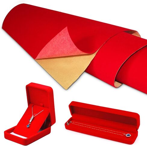 أوراق لباد لاصقة من القماش المخملي ذاتي اللصق باللون الأحمر الأمريكي للفنون والحرف اليدوية، وصندوق المجوهرات، وبطانات الأدراج - قطعتان × (17.3 بوصة × 39.3 بوصة) in Kuwait