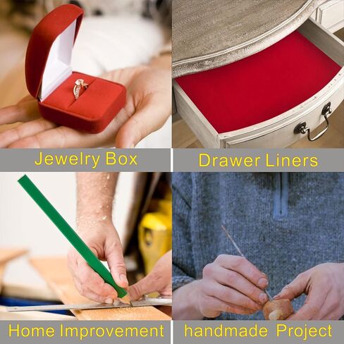 أوراق لباد لاصقة من القماش المخملي ذاتي اللصق باللون الأحمر الأمريكي للفنون والحرف اليدوية، وصندوق المجوهرات، وبطانات الأدراج - قطعتان × (17.3 بوصة × 39.3 بوصة) in Kuwait