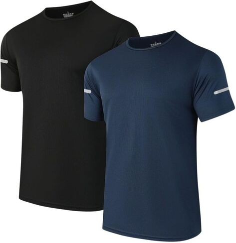 2 Pack Men’s Short Sleeve Shirts Quick Dry Athletic Running Gym Workout Shirt in Saudi Arabia